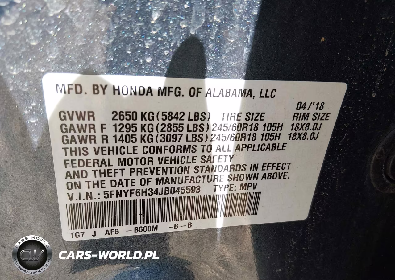 2018 Honda Pilot Ex VIN:5FNYF6H34JB045593 - 9