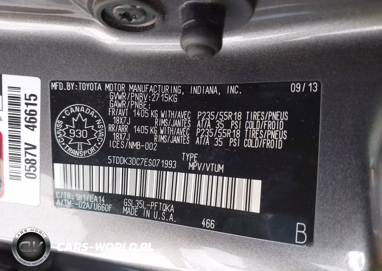 2014 Toyota Sienna Xle 7 Passenger VIN:5TDDK3DC7ES071993 - 9