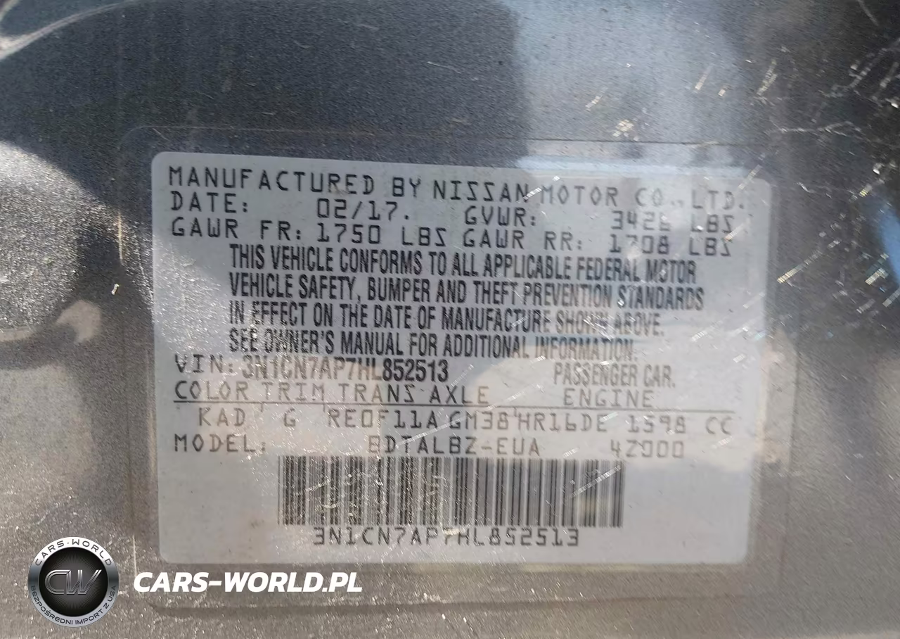 2017 Nissan Versa 1.6 Sv VIN:3N1CN7AP7HL852513 - 9