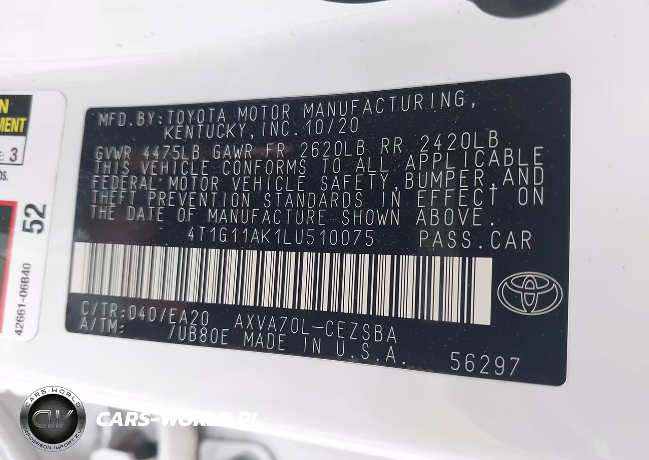 2020 Toyota Camry Se VIN:4T1G11AK1LU510075 - 9