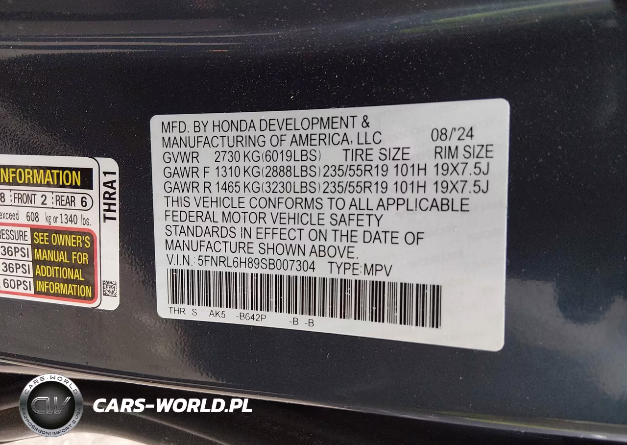 2025 Honda Odyssey Touring VIN:5FNRL6H89SB007304 - 9