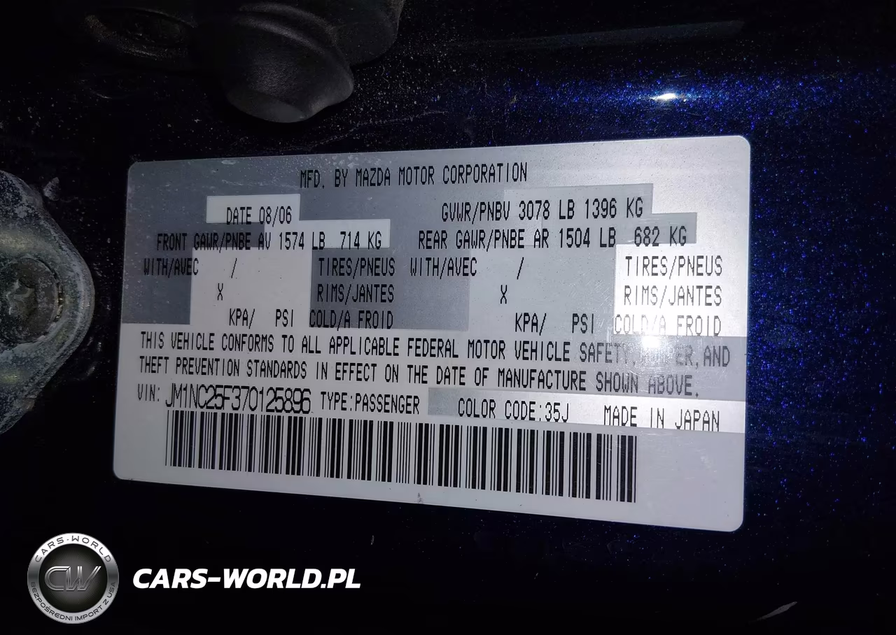 2007 Mazda Mx5 Miata VIN:JM1NC25F370125896 - 9