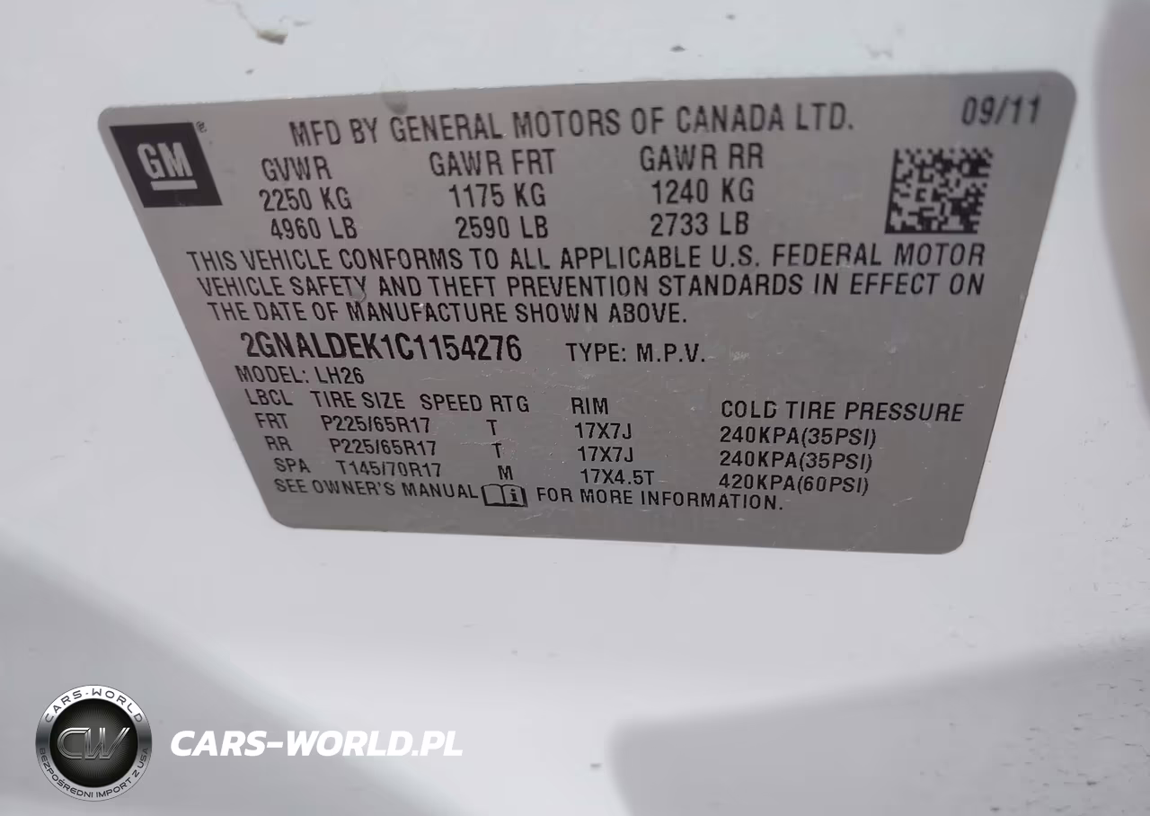 2012 Chevrolet Equinox 1Lt VIN:2GNALDEK1C1154276 - 9