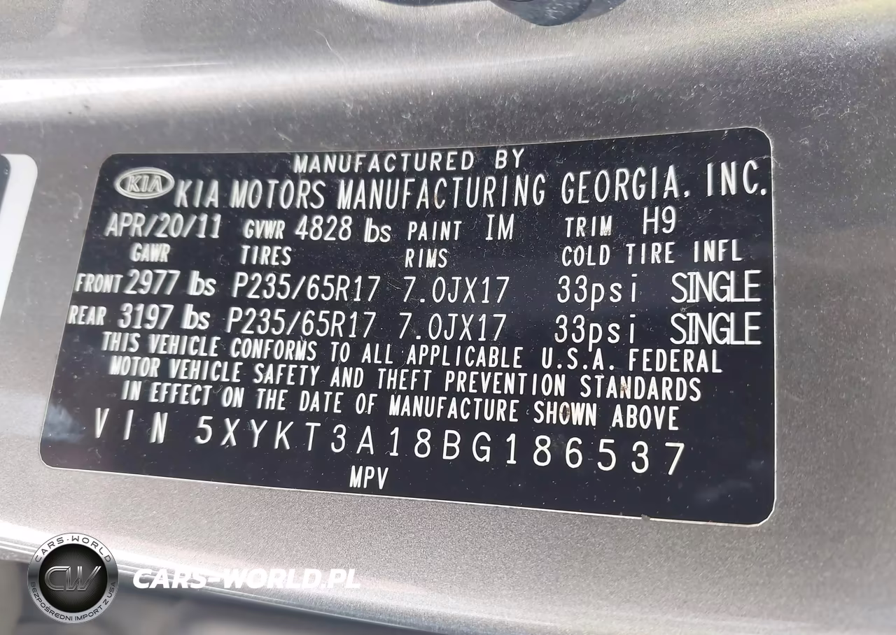 2011 Kia Sorento Lx VIN:5XYKT3A18BG186537 - 9