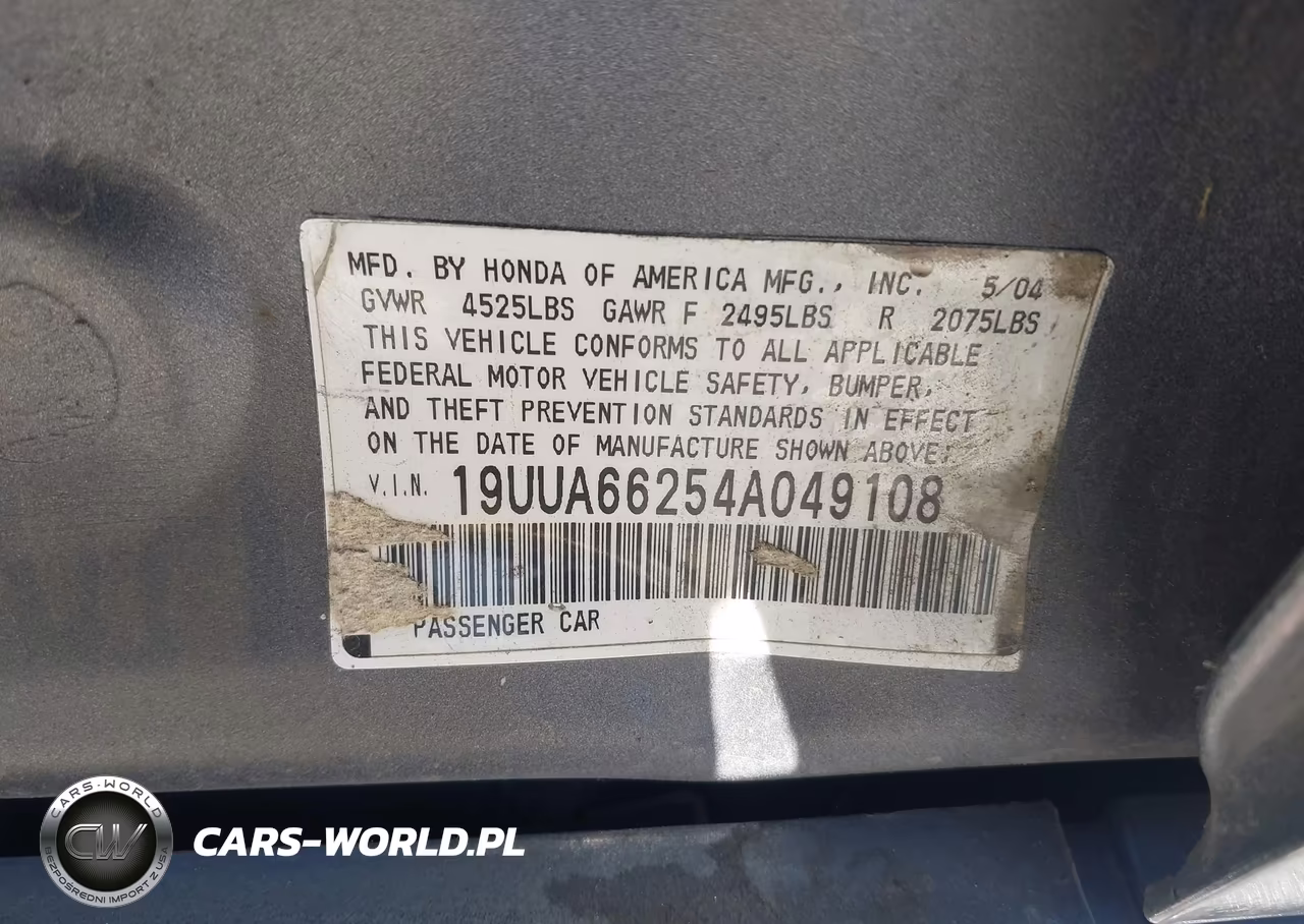 2004 Acura Tl VIN:19UUA66254A049108 - 9