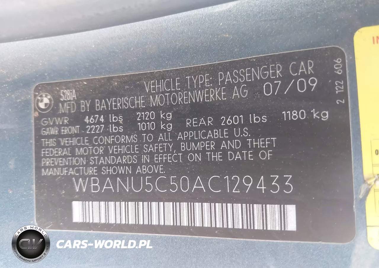 2010 BMW 528I VIN:WBANU5C50AC129433 - 9