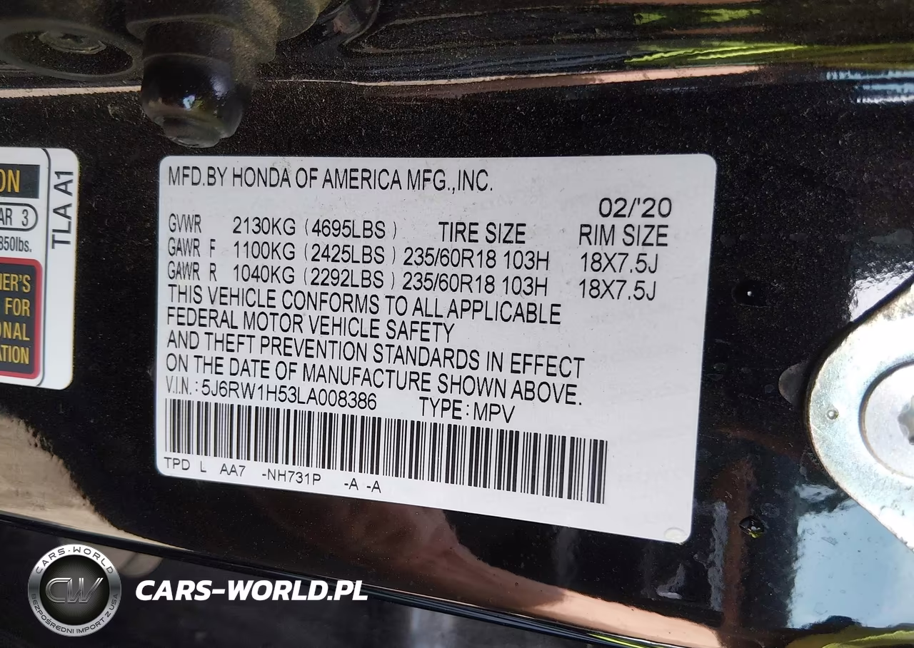2020 Honda Cr-V 2Wd Ex VIN:5J6RW1H53LA008386 - 9