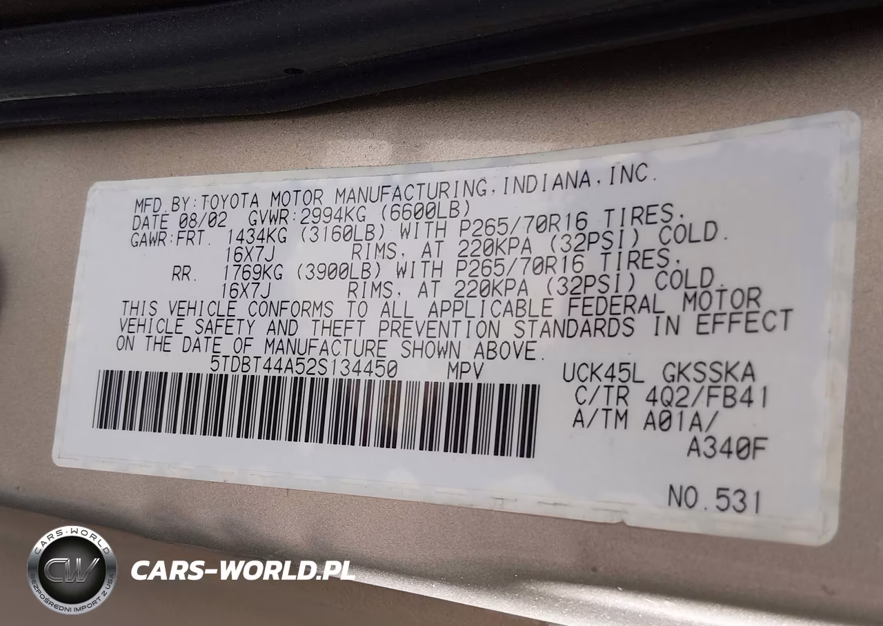 2002 Toyota Sequoia Sr5 V8 VIN:5TDBT44A52S134450 - 9