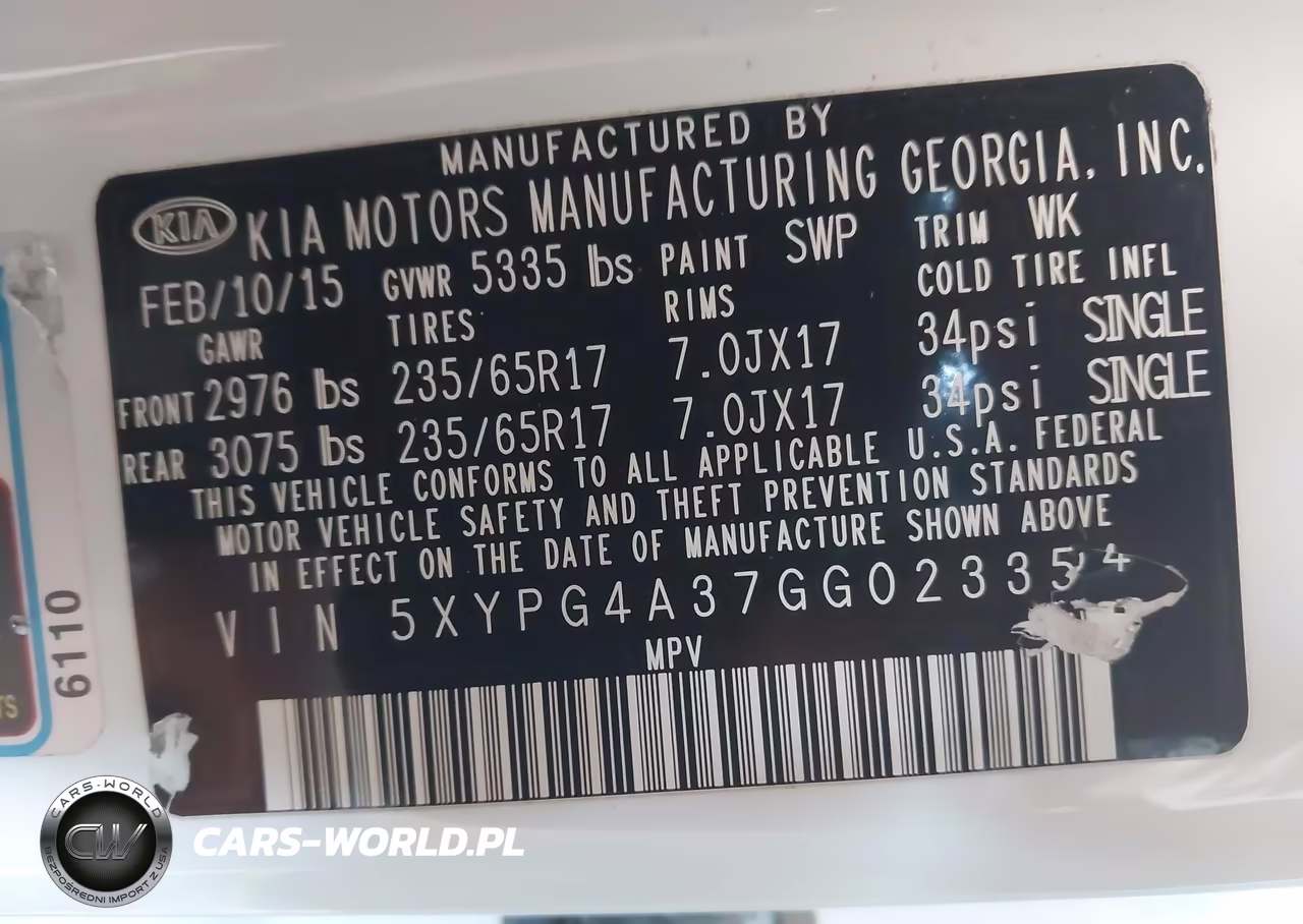 2016 Kia Sorento 2.4L Lx VIN:5XYPG4A37GG023354 - 9