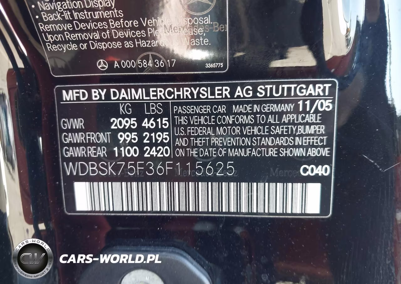 2006 Mercedes-Benz Sl 500 VIN:WDBSK75F36F115625 - 9