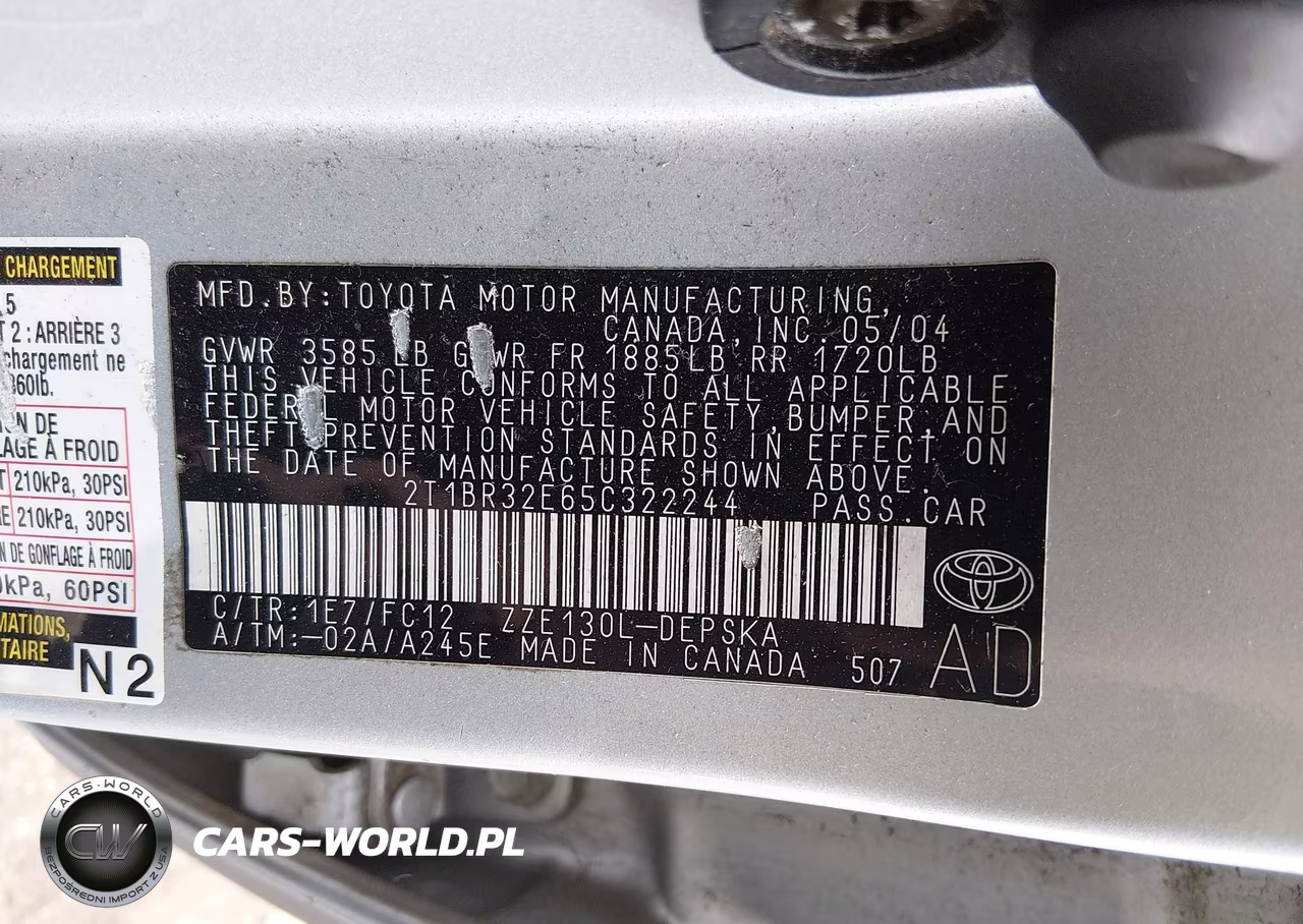 2005 Toyota Corolla S VIN:2T1BR32E65C322244 - 9