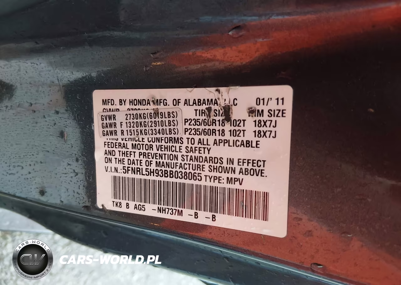 2011 Honda Odyssey Touring-Touring Elite VIN:5FNRL5H93BB038065 - 9