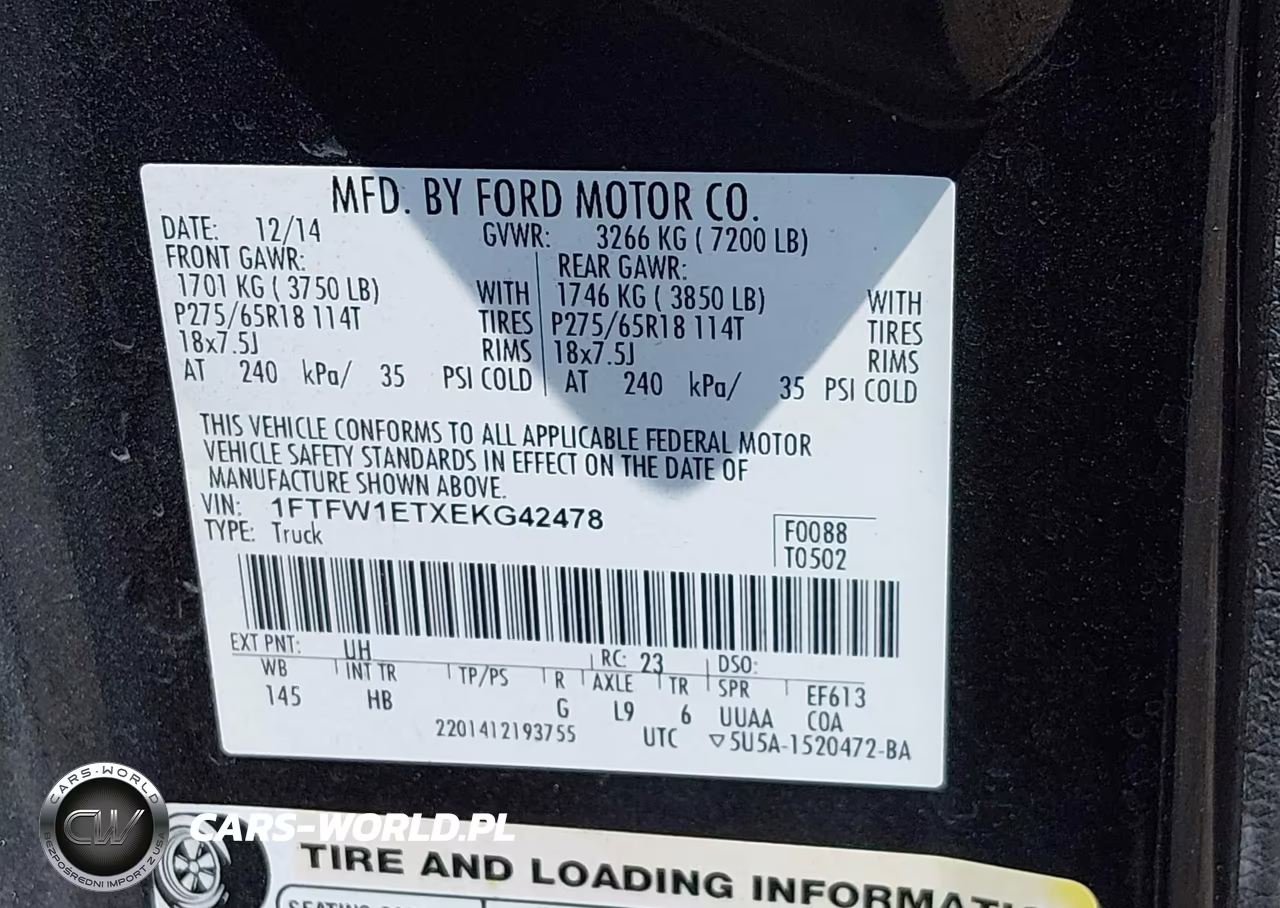 2014 Ford F-150 Lariat VIN:1FTFW1ETXEKG42478 - 9