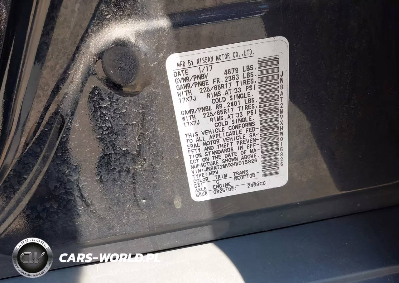 2017 Nissan Rogue Sv VIN:JN8AT2MVXHW015826 - 9