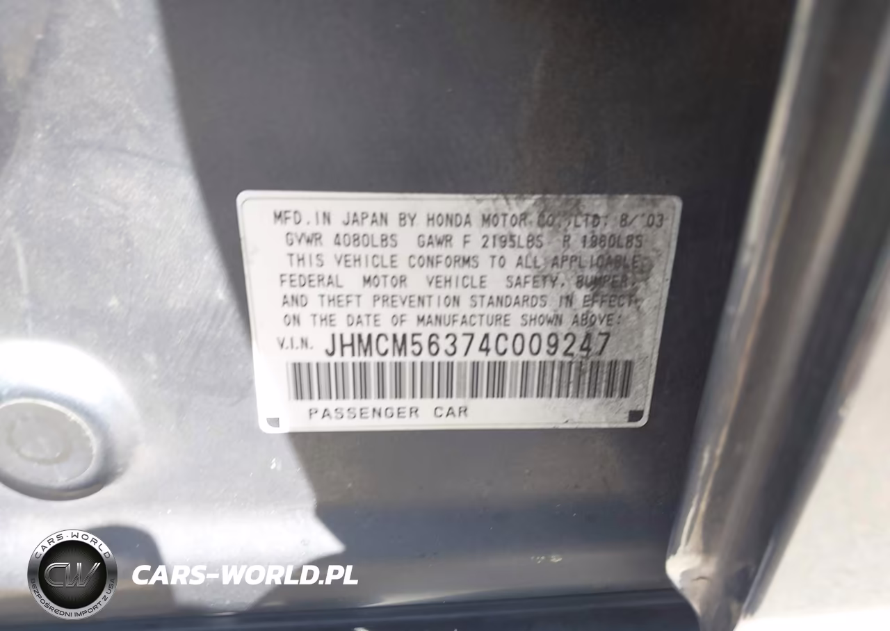2004 Honda Accord 2.4 Lx VIN:JHMCM56374C009247 - 9