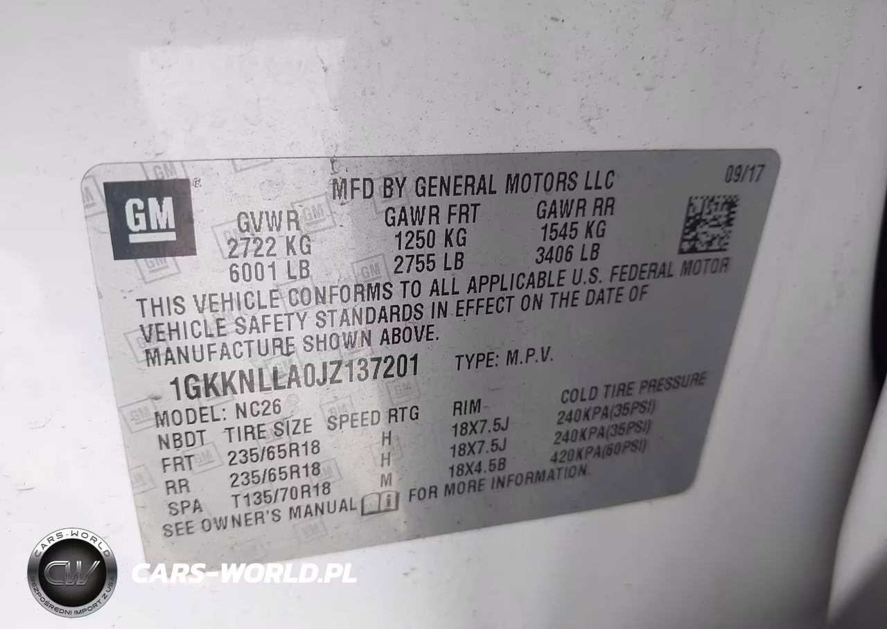 2018 GMC Acadia Sle-2 VIN:1GKKNLLA0JZ137201 - 9
