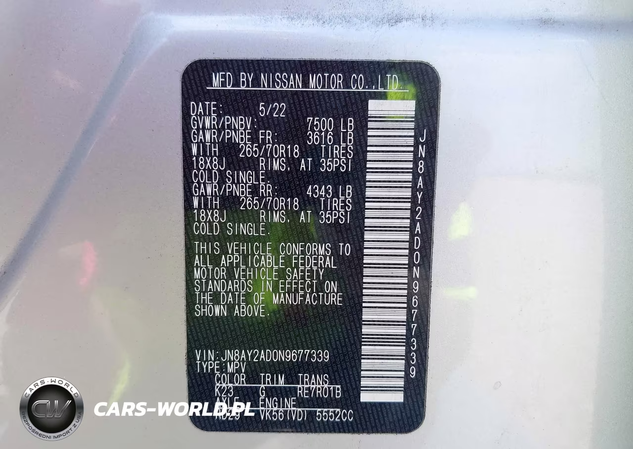 2022 Nissan Armada S 4Wd VIN:JN8AY2AD0N9677339 - 9