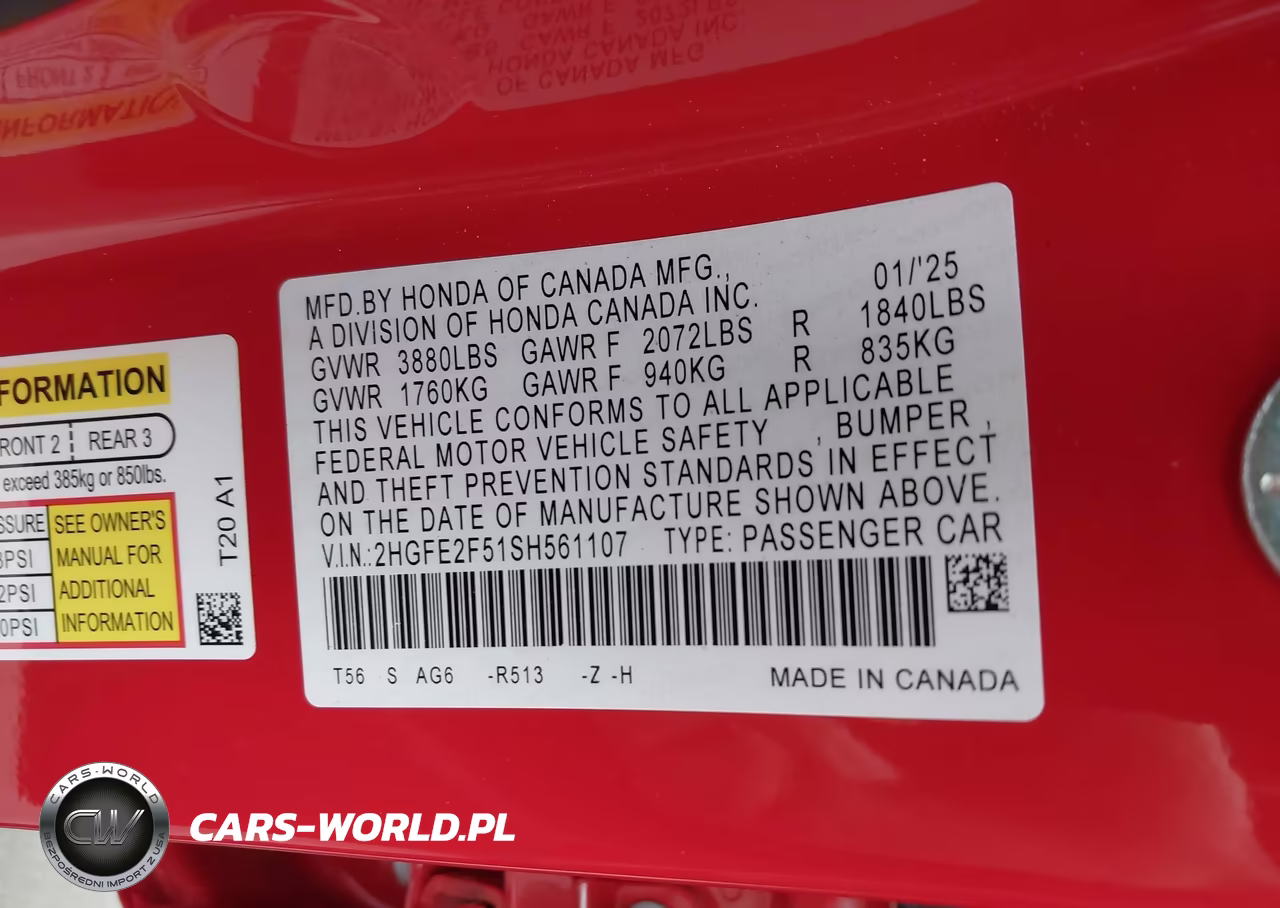 2025 Honda Civic Sport VIN:2HGFE2F51SH561107 - 9
