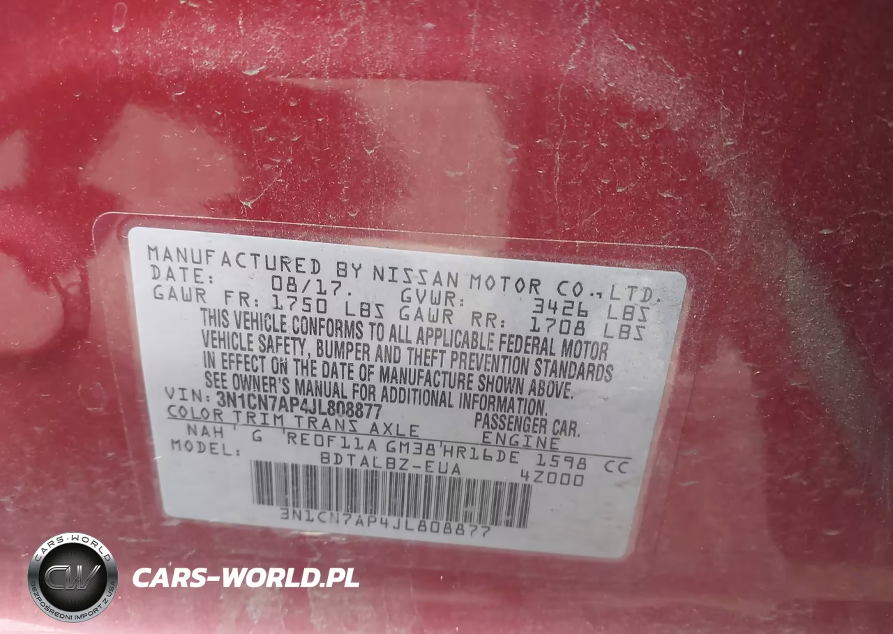 2018 Nissan Versa 1.6 Sv VIN:3N1CN7AP4JL808877 - 9