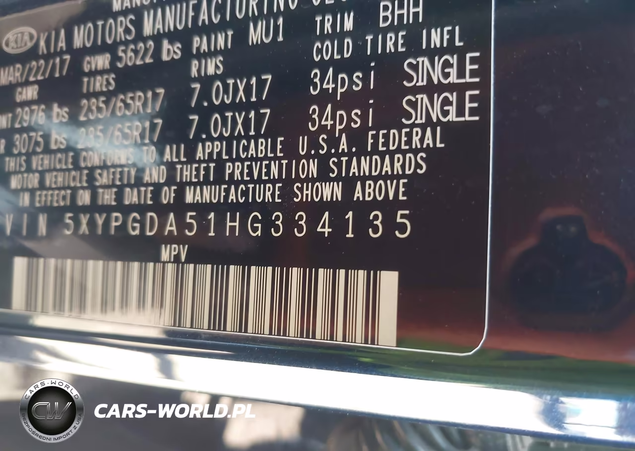 2017 Kia Sorento 3.3L Lx VIN:5XYPGDA51HG334135 - 9