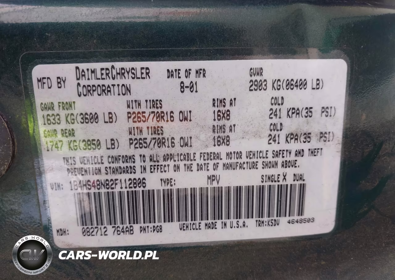 2002 Dodge Durango Slt VIN:1B4HS48N82F112806 - 9