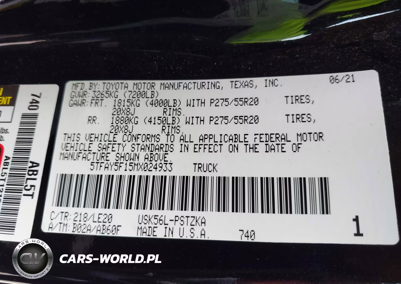 2021 Toyota Tundra Platinum VIN:5TFAY5F15MX024933 - 9
