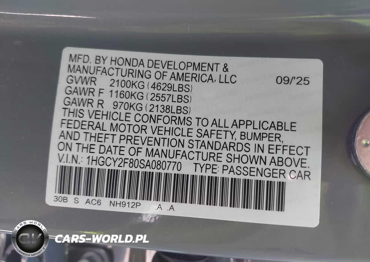 2025 Honda Accord Hybrid Touring VIN:1HGCY2F80SA080770 - 9