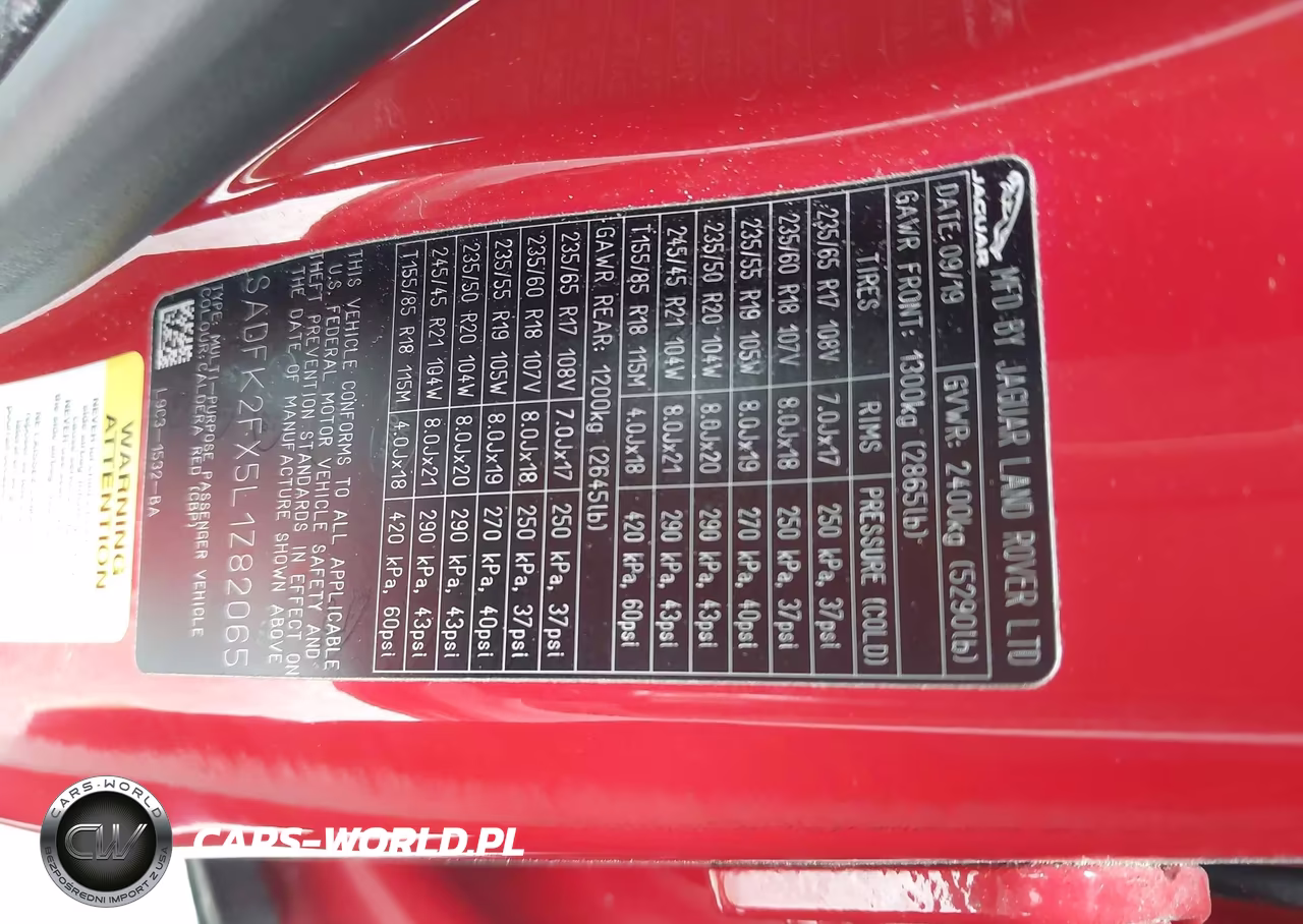 2020 Jaguar E-Pace P250 Awd Automatic VIN:SADFK2FX5L1Z82065 - 9