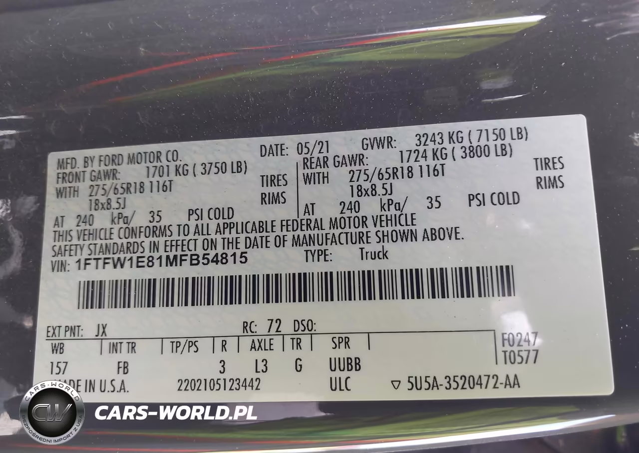 2021 Ford F-150 Xlt VIN:1FTFW1E81MFB54815 - 9