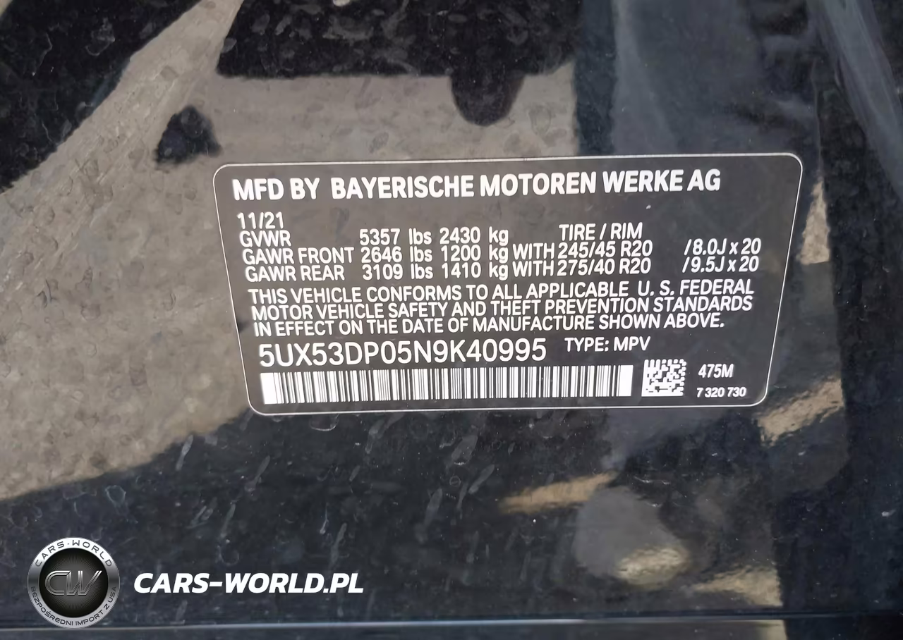 2022 BMW X3 xDrive30I VIN:5UX53DP05N9K40995 - 9
