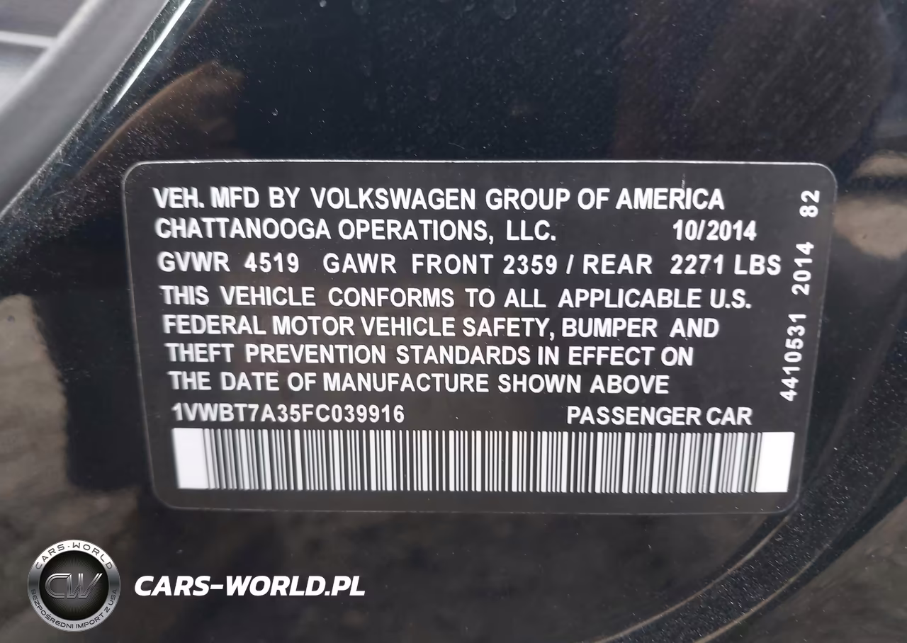 2015 Volkswagen Passat 1.8T Se VIN:1VWBT7A35FC039916 - 9