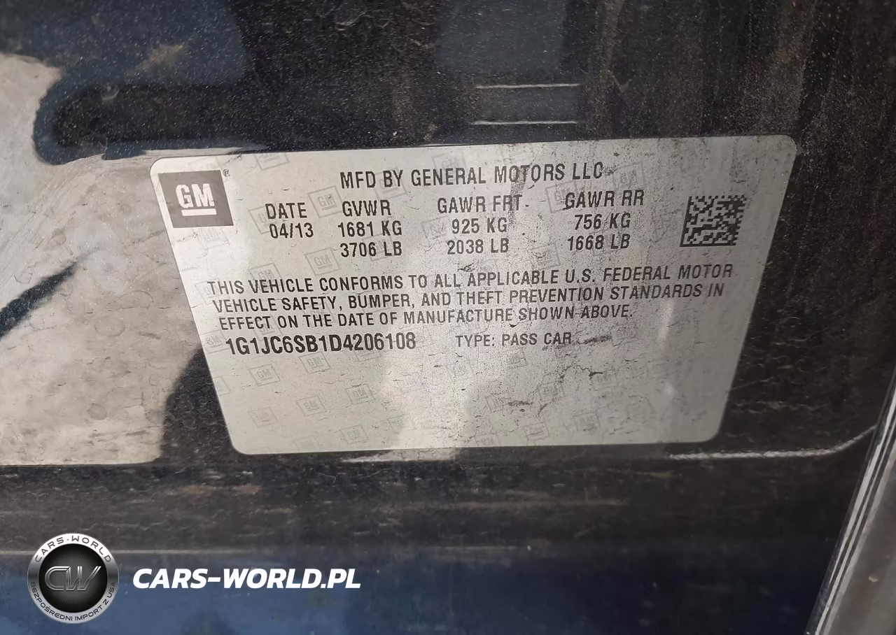2013 Chevrolet Sonic Lt Auto VIN:1G1JC6SB1D4206108 - 9