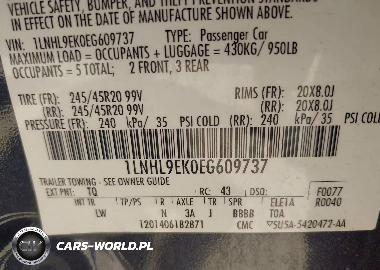 2014 Lincoln Mks VIN:1LNHL9EK0EG609737 - 9