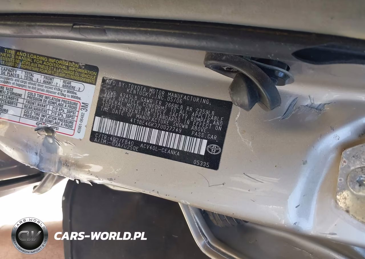 2007 Toyota Camry Ce VIN:4T1BE46K37U027749 - 9