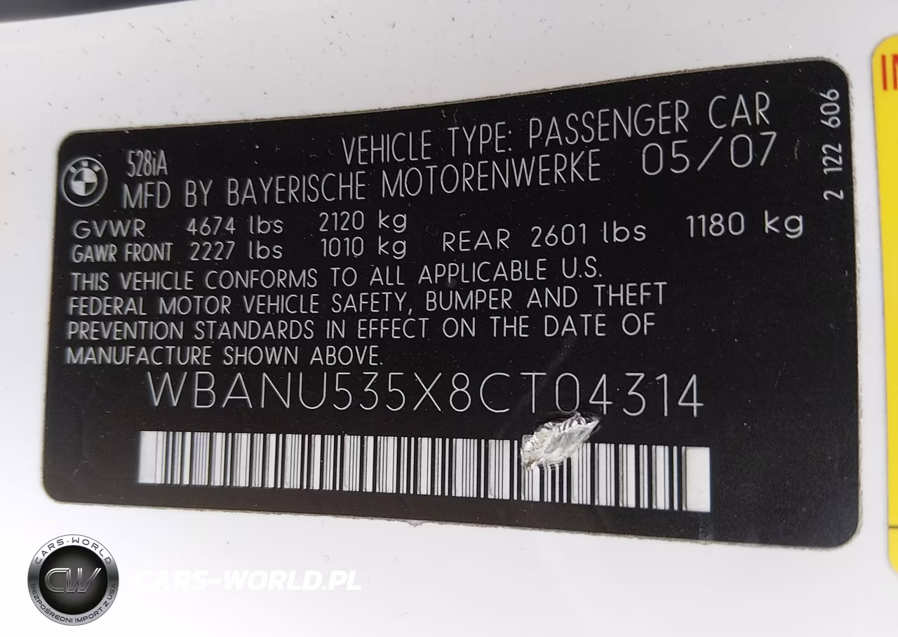 2008 BMW 528I VIN:WBANU535X8CT04314 - 9
