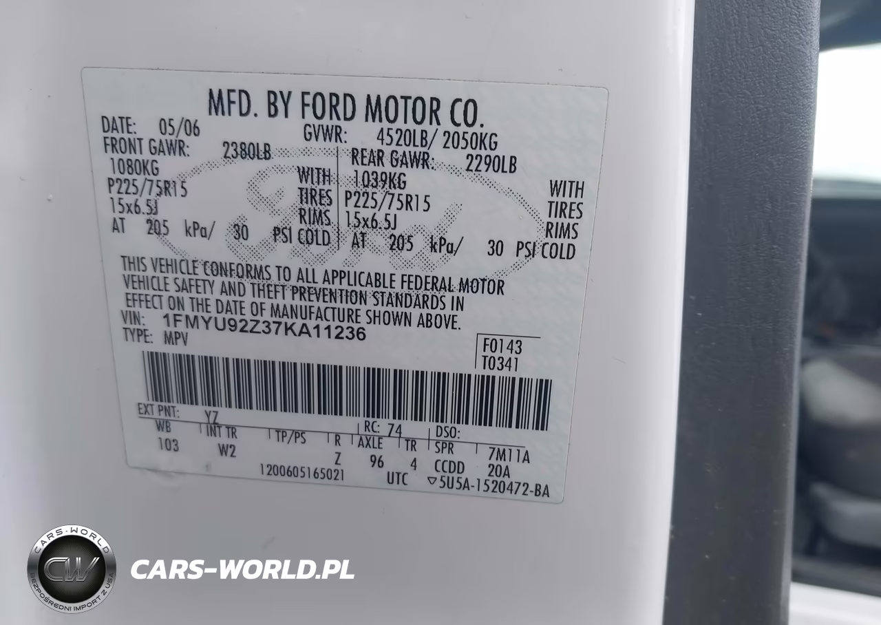 2007 Ford Escape Xls-Xls Manual VIN:1FMYU92Z37KA11236 - 9