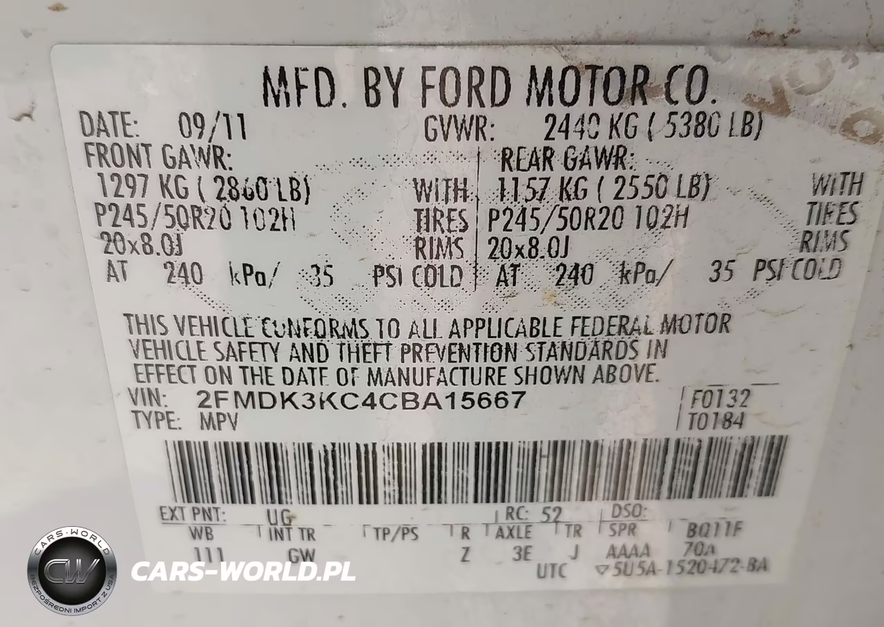 2012 Ford Edge Limited VIN:2FMDK3KC4CBA15667 - 9