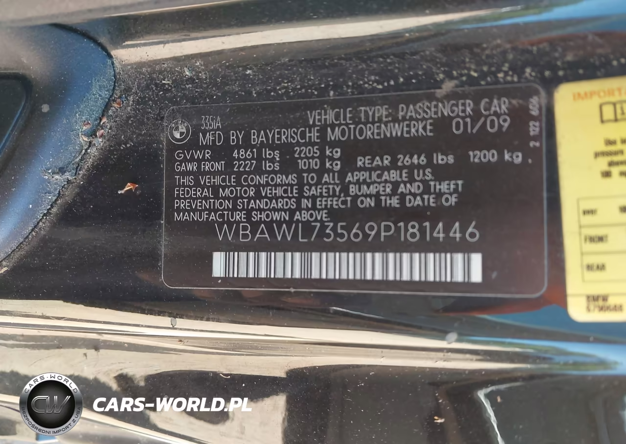 2009 BMW 335I VIN:WBAWL73569P181446 - 9