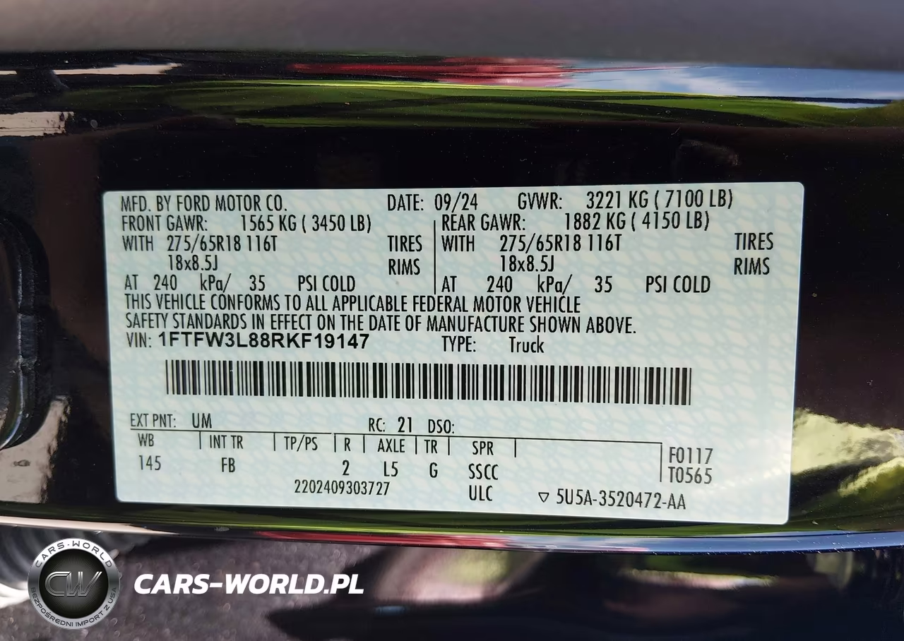 2024 Ford F-150 Xlt VIN:1FTFW3L88RKF19147 - 9