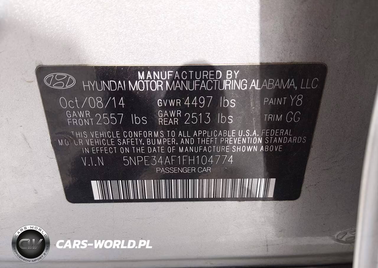 2015 Hyundai Sonata Sport VIN:5NPE34AF1FH104774 - 9
