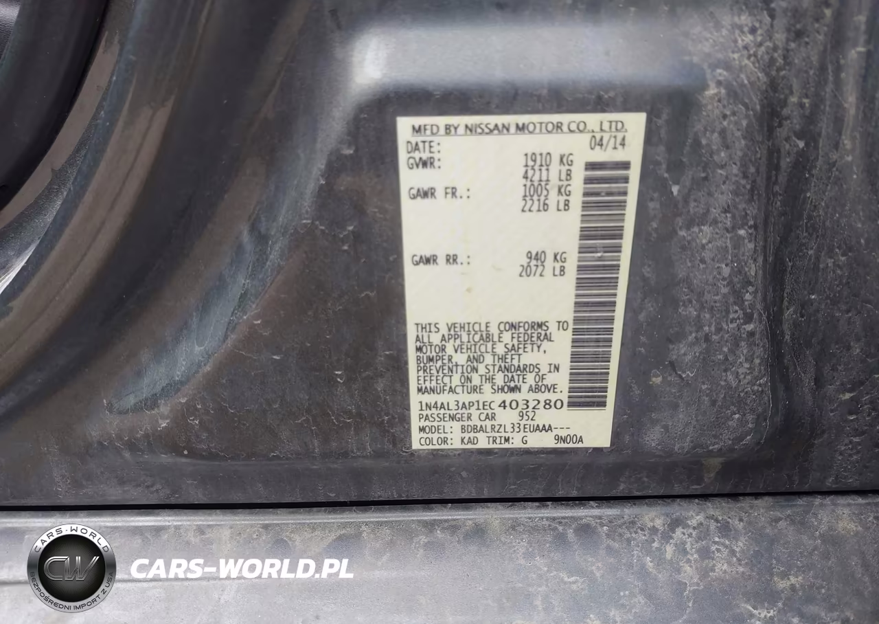 2014 Nissan Altima 2.5-2.5 S-2.5 Sl-2.5 Sv VIN:1N4AL3AP1EC403280 - 9