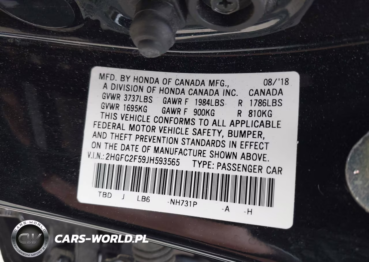 2018 Honda Civic Lx VIN:2HGFC2F59JH593565 - 9