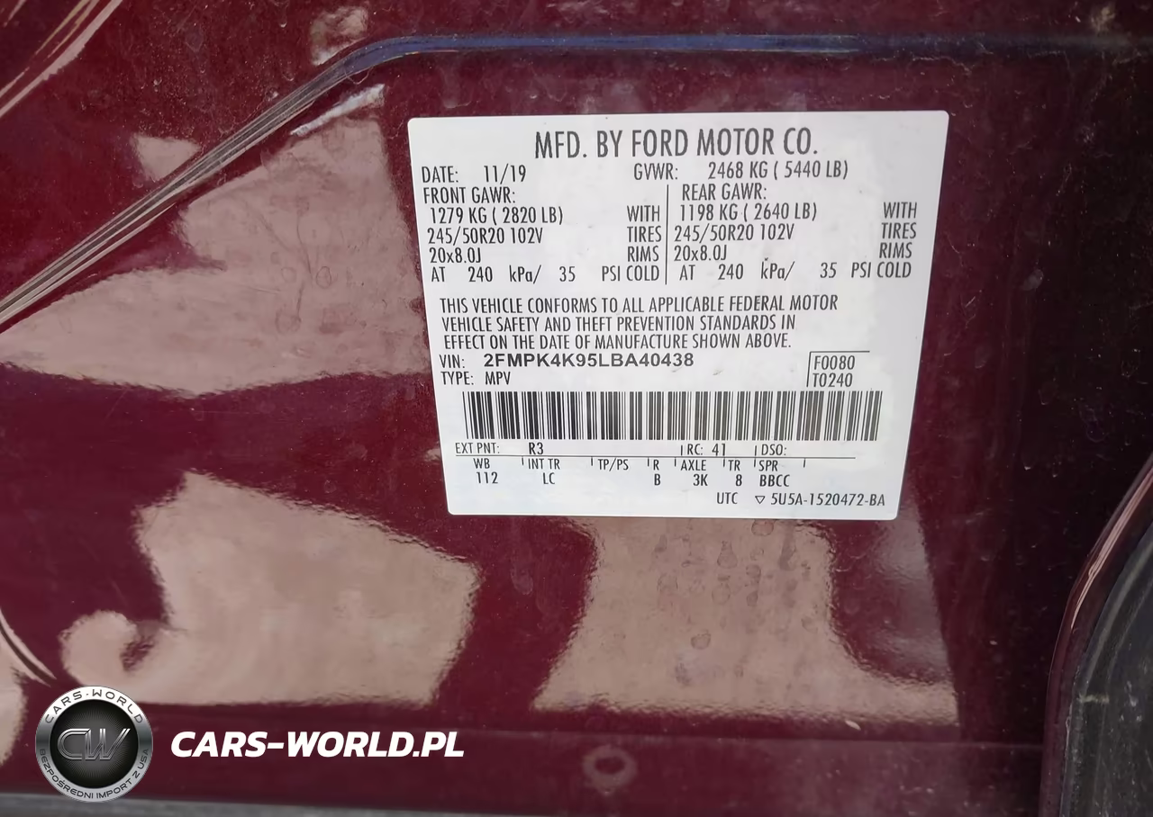 2020 Ford Edge Titanium VIN:2FMPK4K95LBA40438 - 9