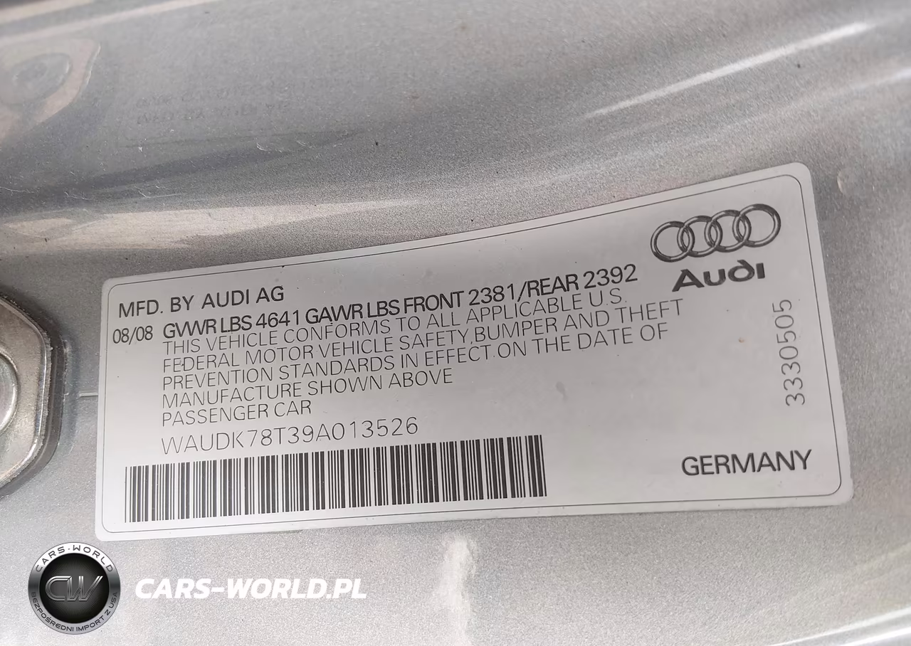 2009 Audi A5 3.2L VIN:WAUDK78T39A013526 - 9