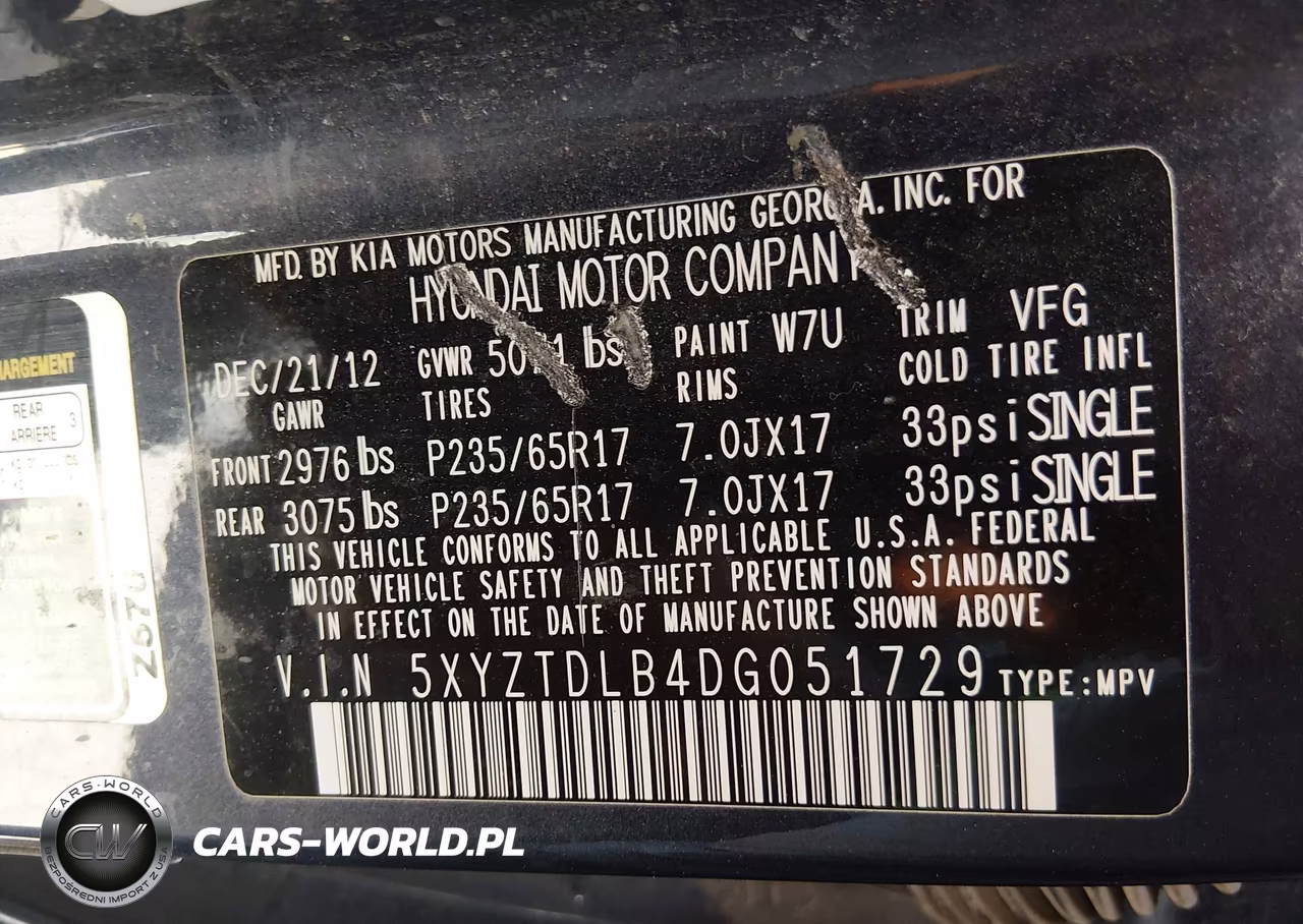2013 Hyundai Santa Fe Sport VIN:5XYZTDLB4DG051729 - 9