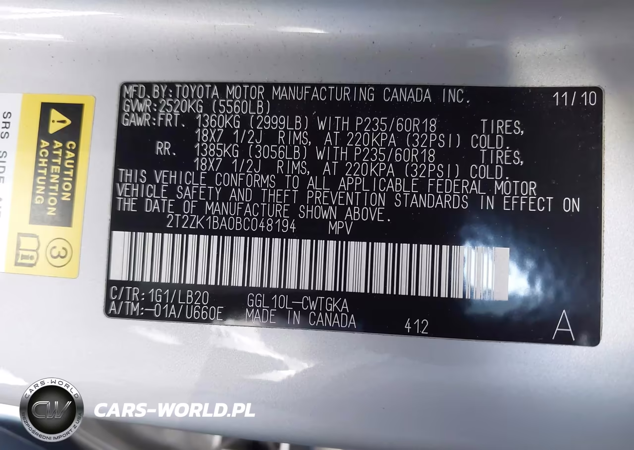 2011 Lexus Rx 350 VIN:2T2ZK1BA0BC048194 - 9