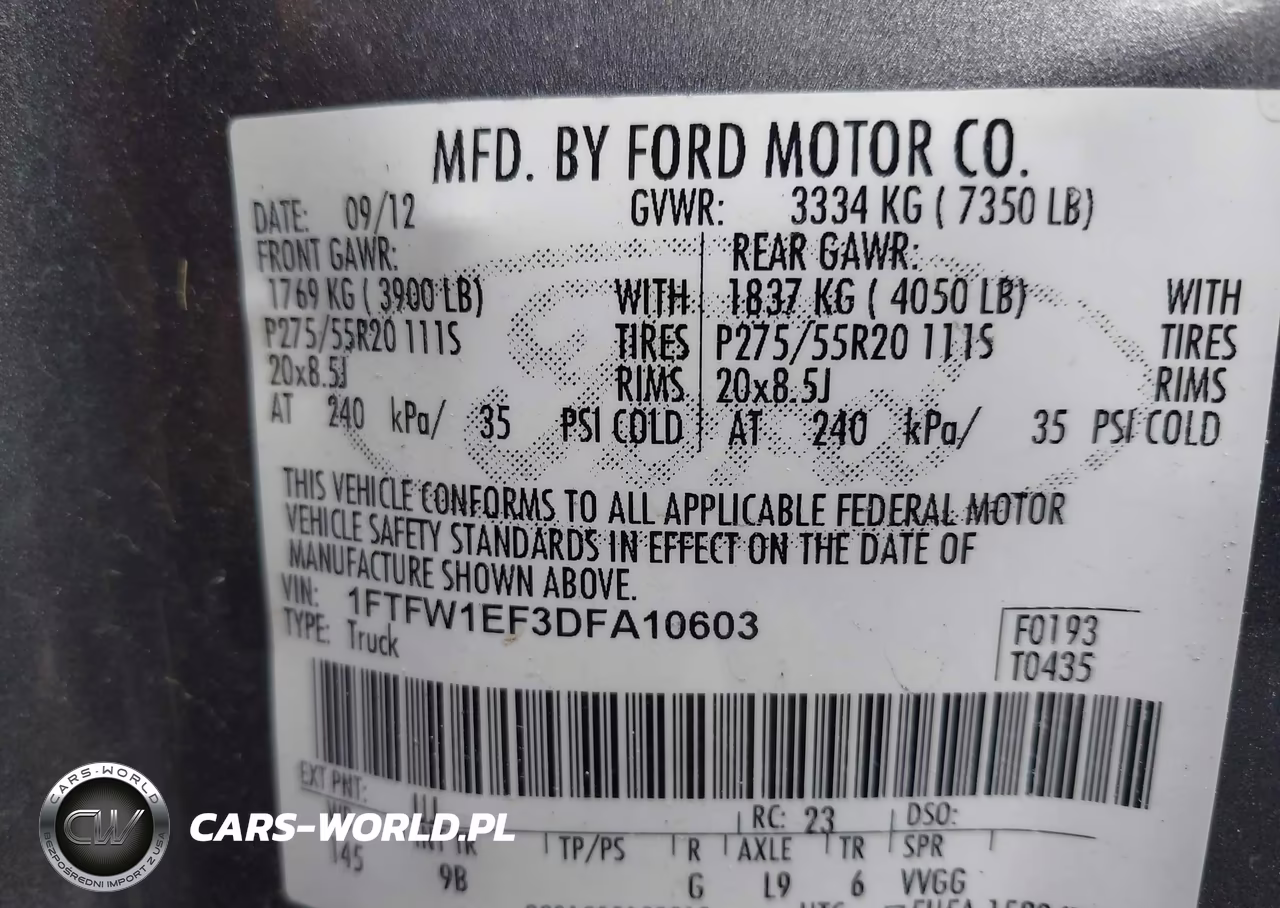 2013 Ford F-150 Platinum VIN:1FTFW1EF3DFA10603 - 9