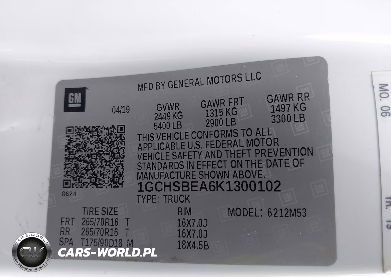 2019 Chevrolet Colorado Wt VIN:1GCHSBEA6K1300102 - 9