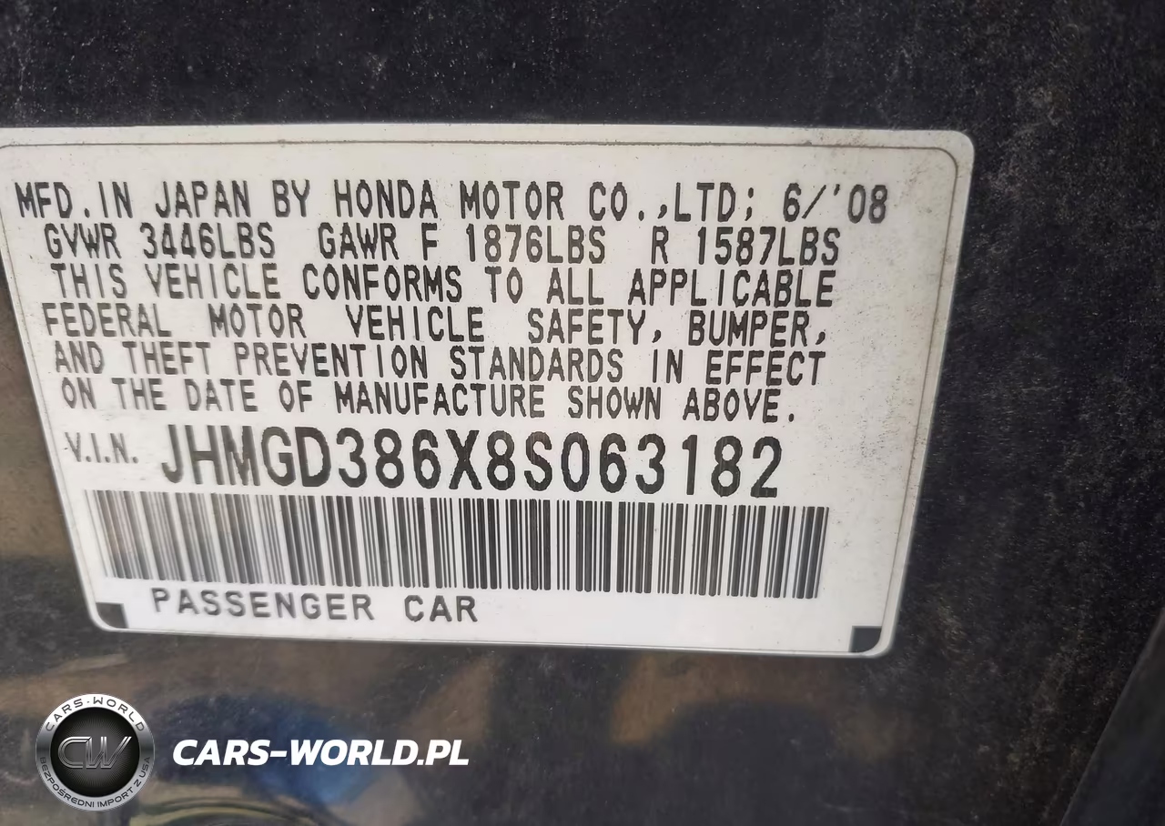 2008 Honda Fit Sport VIN:JHMGD386X8S063182 - 9