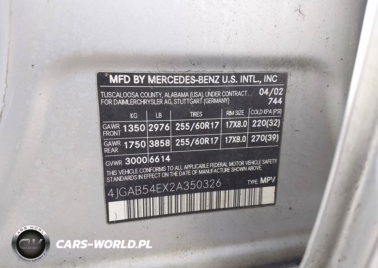 2002 Mercedes-Benz Ml 320 VIN:4JGAB54EX2A350326 - 9